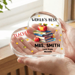 Gepersonaliseerde leraar thema ontwerp hartvormige acryl Plaquette met naam Desk Decor leraar Waardering Gift voor leraar