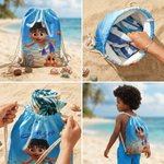 Personalized Cute 3D Diving Character Sea Animal  Drawstring Beach Backpack with Name Beach Party Birthday Gift for Kids Adults