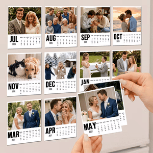 Personalized 12 Photos 2026 2027 Calendar Fridge Magnet Home Decor Memorial Anniversary Birthday Gift for Couple Pet Lovers