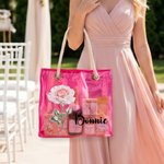 Personalised Birth Flower Waterproof Transparent PVC Tote Bag with Name Travel Essential Wedding Birthday Gift for Friends Moms Bridesmaids