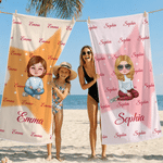 Personlig, søtt strandhåndkle i stor størrelse med tegneseriefigur og stjerne, hurtigtørkende, med navn – en perfekt gave til sommerferien eller bursdagen til venner og familie