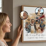 Personalized Watercolor Merge Loved One Pictures Portrait Canvas Prints with Text  Ship from USA Home Decor Sentimental Memorial Gift for Family