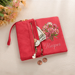 Personalised Birth Flower Tri-Fold PU Leather Wristlet Wallet with Card Holder and Name Birthday Anniversary Gift for Women Mother