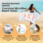 Personalizado Multicolor Bikini raya suave toalla de playa de secado rápido con la ubicación Año Texto Nombre y Dibujo Mochila Fiesta en la playa Cumpleaños Regalo para las mujeres