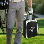 Personalized Best Dad By Par Figure Silhouette Embroidery Golf Shoe Storage Bag with Title Father's Day Birthday Gift for Family Dad Golf Lovers