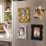 Personalized Pet Photo Vintage Oil Painting Resin Fridge Magnet with Name Daily Use Birthday Housewarming Pet Memorial Gift for Pet Owner Friend