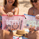 Personalised Multicolour Floral Name Transparent Beach Bag with Name Swimming Pool Use Summer Holiday Bride Party Gift for Bridesmaid Girl