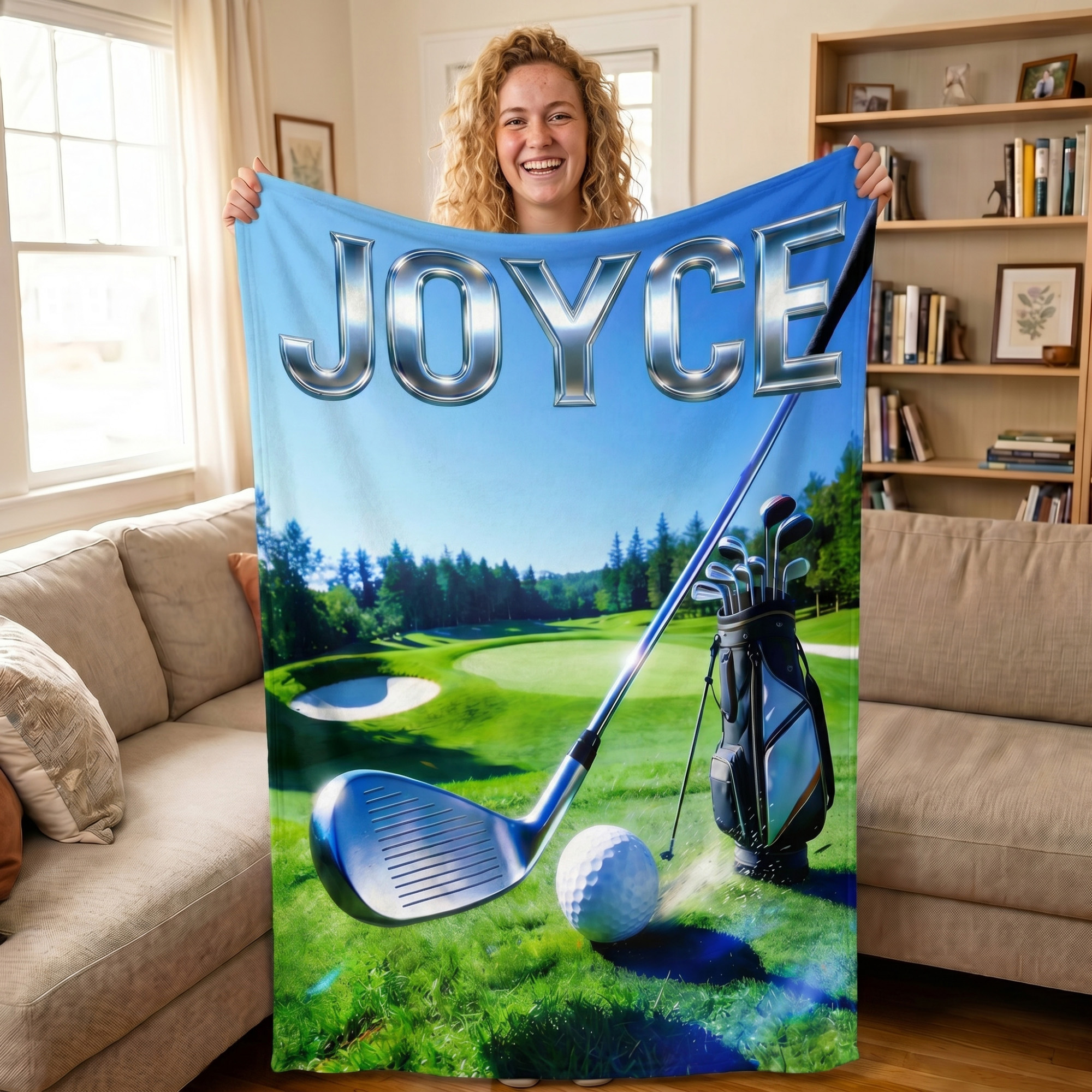 Personalisierte Golf weiche Decke mit Namen Home Decor Geburtstagsgeschenk für Golfliebhaber Golfspieler