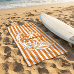 Personalized Surfer Figure Striped Quick Dry Oversized Beach Towel with Name Travel Use Birthday Beach Party Gift for Surfing Lovers Couple