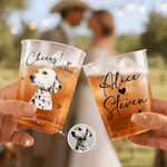 Personalisierte Aquarell Stil Haustier Foto gefrostet Food-Grade-Plastik-Tassen mit Namen Satz von 10 täglichen Gebrauch Hochzeit Party Geschenk für Gäste Newlyweds