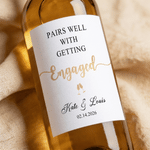 Personalized Heart Rings Waterproof Wine Stickers Labels with Name and Date Engagement Wedding Anniversary Gift for Couple Brides Grooms
