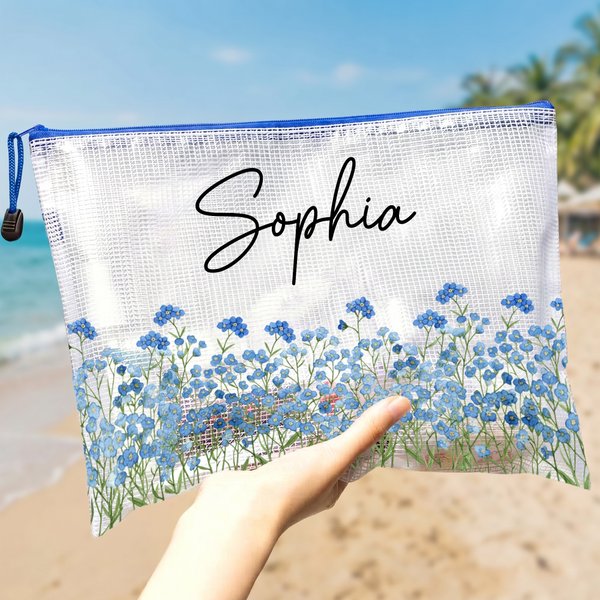Personnalisé Anniversaire Fleur Imperméable Grande Capacité Plage avec Nom Utilisation quotidienne Anniversaire Été Vocation Fête Cadeau pour Femmes