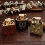 Personalized Engraved Monogram Sandalwood Lighter Kit with Initial Name and Box Daily Use Wedding Birthday Gift for Men Groomsmen