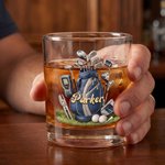 Personalized Golf Ball Set 10 oz Rock Whiskey Glass with Name Father's Day Birthday Gift for Golf Lovers Whiskey Drinkers