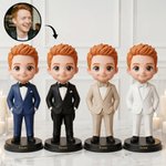 Gepersonaliseerd Bruidsjonkers Foto 3D Beeldje Ornament met Tekst Bureaudecor Bruiloft Enkel Feest Cadeau voor Bruidsjonkers