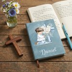 Personalised Cartoon Praying Kid Flower Cross Bible A5 A6 Notebook with Name and Text Inspirational Birthday Gift for Kids Christians