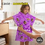 Serviette de plage à capuche personnalisée avec nom et photo - Cadeau de vacances pour les enfants Callie x Marsupilami