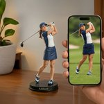 Personalised Photo into 3D Golf Character Figurine Ornament with Text Desktop Decor Birthday Team Gift for Golf Lover