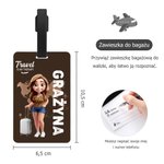 Personalizowana zawieszka do bagażu z kreskówkową postacią i imieniem akcesorium podróżne prezent urodzinowy dla rodziny i podróży