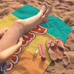 Personalized Color Blocks Oversized Quick Dry Magnetic Beach Towel with Name Summer Vacation Beach Party Birthday Gift for Family Friends