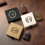Personalized Engraved Monogram Sandalwood Lighter Kit with Initial Name and Box Daily Use Wedding Birthday Gift for Men Groomsmen