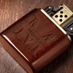 Personalized Engraved Monogram Sandalwood Lighter Kit with Initial Name and Box Daily Use Wedding Birthday Gift for Men Groomsmen