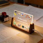 Luz nocturna LED personalizada con nombre apellido y base de madera regalo de agradecimiento para profesores en el Día del Maestro