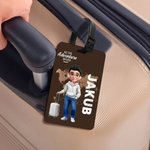 Personalizowana zawieszka do bagażu z kreskówkową postacią i imieniem akcesorium podróżne prezent urodzinowy dla rodziny i podróży