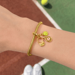 Personalised Tennis Racket Ball Cap Adjustable Snake Bracelet with Name Tennis Match Birthday Gift for Tennis Lover