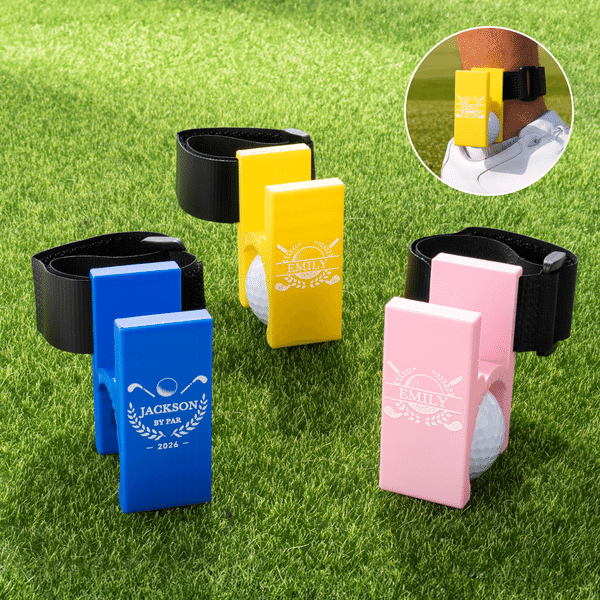 Personalizzato giocatore di golf Silhouette portatile Golf Ball Ankle Holder con nome Hook and Loop Golf Tools Uso quotidiano Game Day Gift per gli amanti del golf