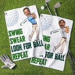 Asciugamano sportivo in cialda superassorbente con nome e clip da appendere per attività all'aperto Regalo di compleanno per la festa del papà per gli amanti del golf
