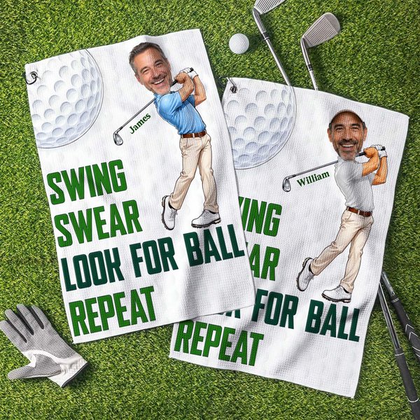 Gepersonaliseerde Schattige Golffoto Super Absorberende Wafel Sporthanddoek met Naam en Opknoping Clip Outdoor Activiteit Vaderdag Verjaardagscadeau voor Golfliefhebbers
