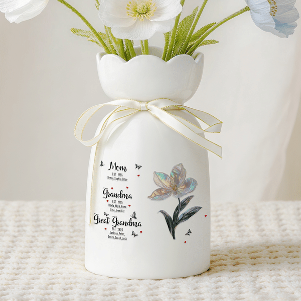 Personalisierte Geburt Blume Keramikvase mit Namen Geburtstag Jahrestag Geschenk für Mama Oma