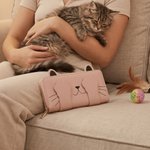 Gepersonaliseerde Schattige Kat Poot Magnetische Multi-Compartiment PU Ritssluiting Portemonnee met Naam Dagelijks Gebruik Verjaardagscadeau voor Kat Liefhebbers Meisjes