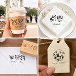 Personalized Pet Face Photo Wooden Rubber Stamp with Text Wedding Napkin Invitation Envelope Decor Birthday Gift for Newlyweds Pet Lovers