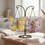 Croix papillon en acrylique personnalisée avec nom et année Décoration suspendue pour la maison et la véranda Cadeau de sympathie pour la famille