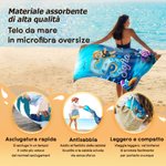 Telo mare personalizzato con nome e iniziale, tema piccolo diver, morbido e assorbente, ideale per mare - Regalo estivo per bambini