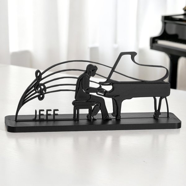 Personalised 3D Printed Multicolour Piano Silhouette Ornament with Name Home Decor Father's Day Music Festival Gift for Music Teacher Piano Lover