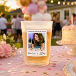 Gepersonaliseerde Vintage Foto Frosted Food-Grade Plastic Beker met Tekst en Titel Set van 10 Verjaardagsfeestje Cadeau voor Vrienden Familie
