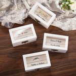 Boîte à bagues en bois personnalisée avec noms et date - Cadeau de mariage fiançailles pour couple de mariés