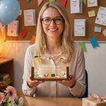 Luz nocturna LED personalizada con nombre apellido y base de madera regalo de agradecimiento para profesores en el Día del Maestro