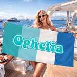 Personalized Color Blocks Oversized Quick Dry Magnetic Beach Towel with Name Summer Vacation Beach Party Birthday Gift for Family Friends