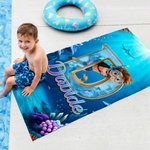 Telo mare personalizzato con nome e iniziale, tema piccolo diver, morbido e assorbente, ideale per mare - Regalo estivo per bambini
