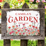 Personalised Birth Flower Butterfly Garden Metal Sign with Name Daily Use Birthday Gift for Garden Lover Family
