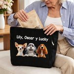 Bolso tote de pana personalizado con nombre y diseño de dibujo animado de mascota gran capacidad regalo de cumpleaños para dueños de mascotas