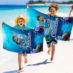 Telo mare personalizzato con nome e iniziale, tema piccolo diver, morbido e assorbente, ideale per mare - Regalo estivo per bambini