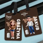 Personalizowana zawieszka do bagażu z kreskówkową postacią i imieniem akcesorium podróżne prezent urodzinowy dla rodziny i podróży