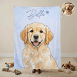 Personalisierte Decke mit Aquarell Tierporträt | Foto in Cartoon-Illustration verwandeln | Wohndeko | Winter Weihnachtsgeschenk für Frauchen Herrchen