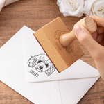 Personalized Pet Face Photo Wooden Rubber Stamp with Text Wedding Napkin Invitation Envelope Decor Birthday Gift for Newlyweds Pet Lovers