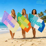 Personalized Color Blocks Oversized Quick Dry Magnetic Beach Towel with Name Summer Vacation Beach Party Birthday Gift for Family Friends